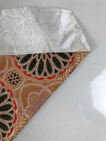 Japanese Buddhist Altar Silk Table Cloth Uchishiki Orange Gold Kiku Flower UC37