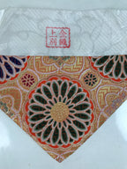 Japanese Buddhist Altar Silk Table Cloth Uchishiki Orange Gold Kiku Flower UC37