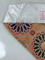 Japanese Buddhist Altar Silk Table Cloth Uchishiki Orange Gold Kiku Flower UC37