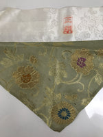 Japanese Buddhist Altar Silk Table Cloth Uchishiki Peony Kiku Gold Green UC27