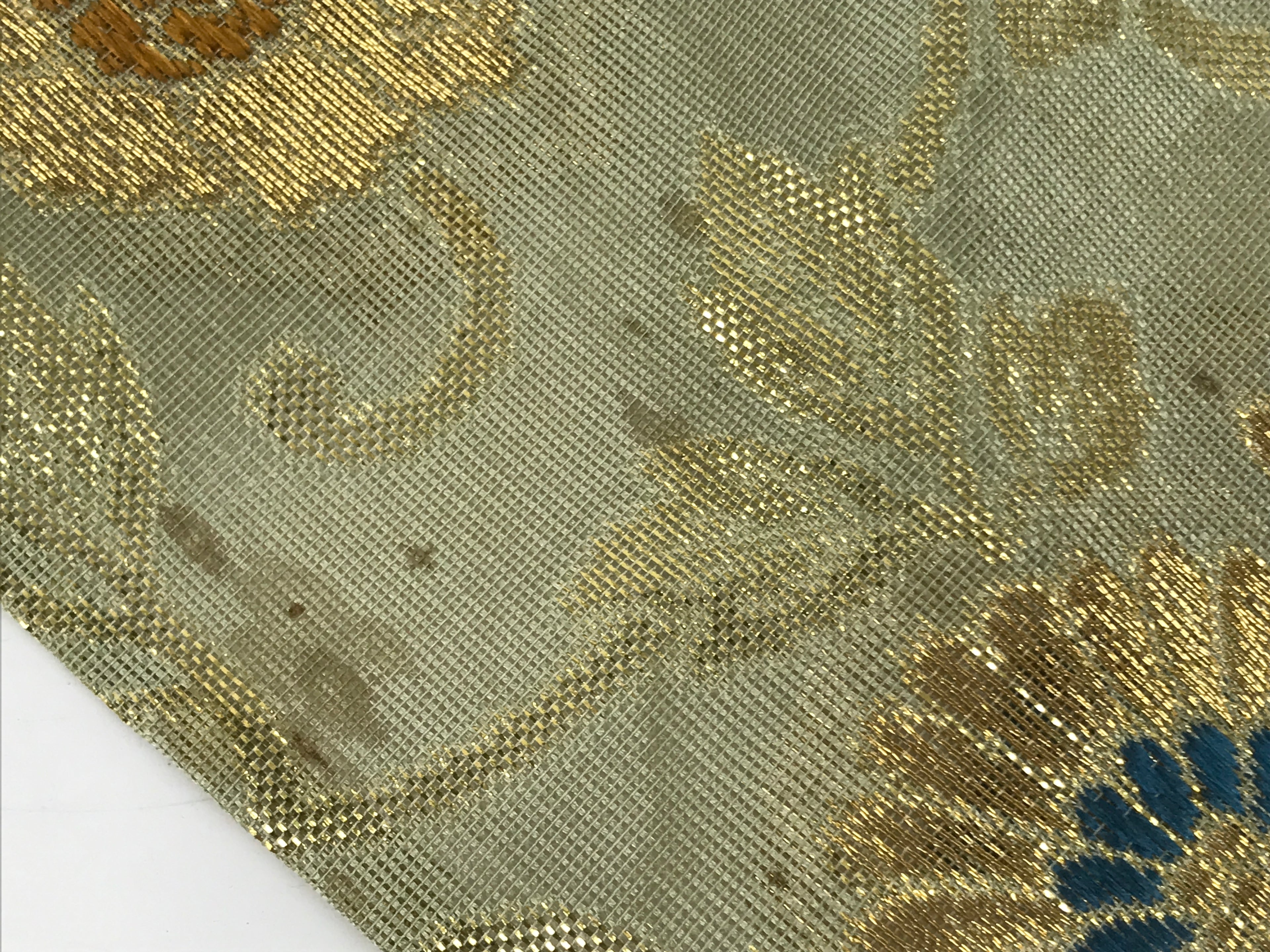 Japanese Buddhist Altar Silk Table Cloth Uchishiki Peony Kiku Gold Green UC27
