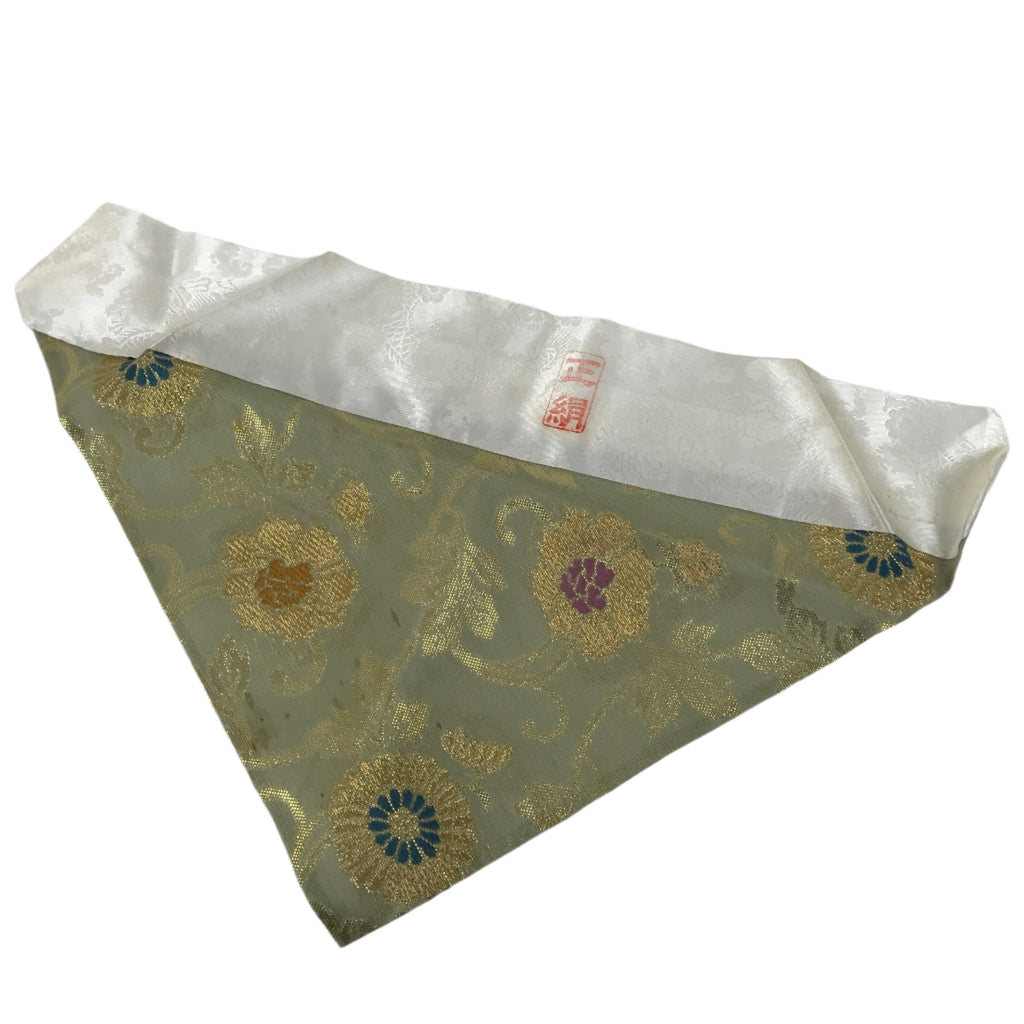 Japanese Buddhist Altar Silk Table Cloth Uchishiki Peony Kiku Gold Green UC27