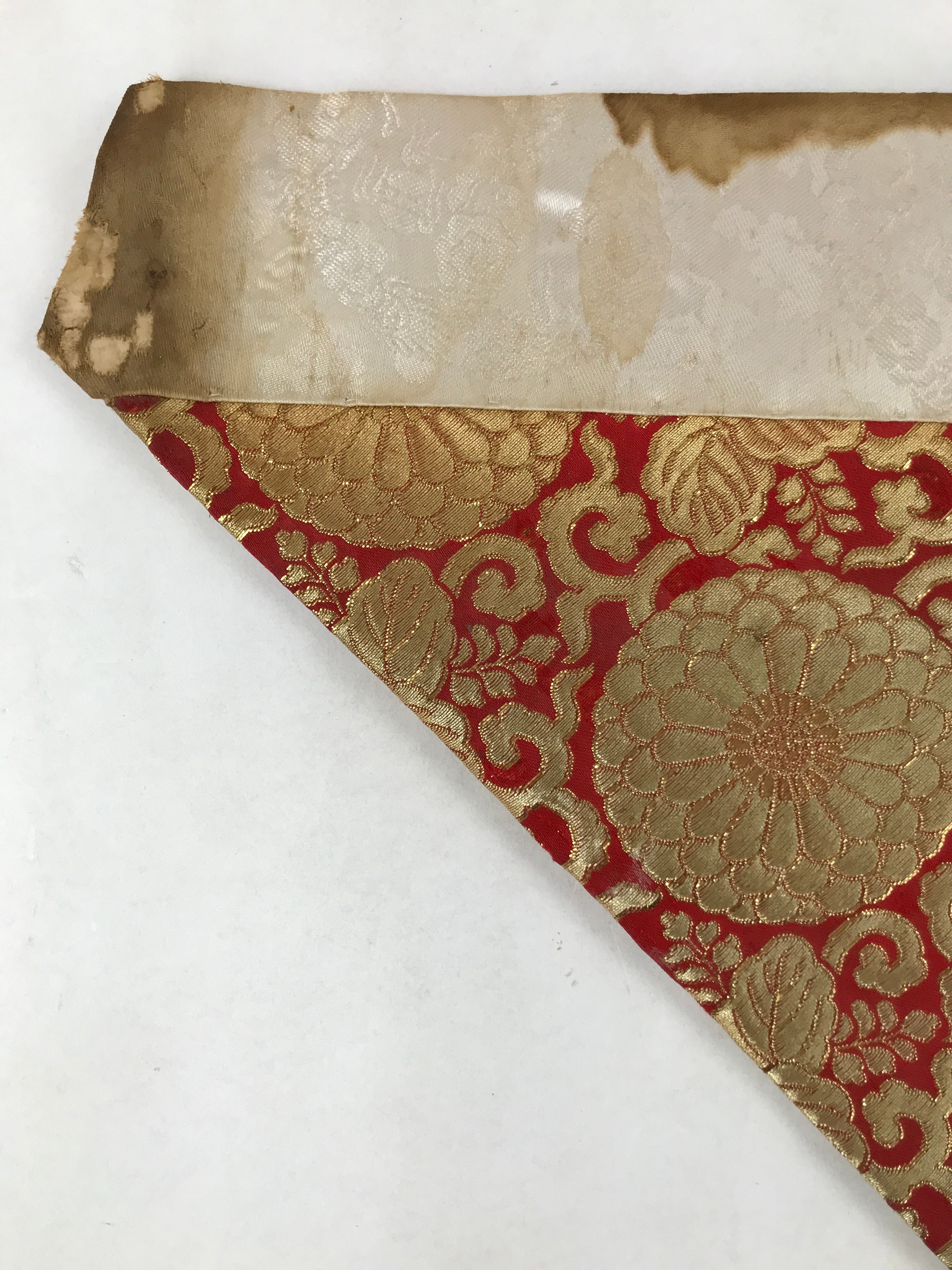 Japanese Buddhist Altar Silk Table Cloth Uchishiki Vtg Chrysanthemum Gold BA257