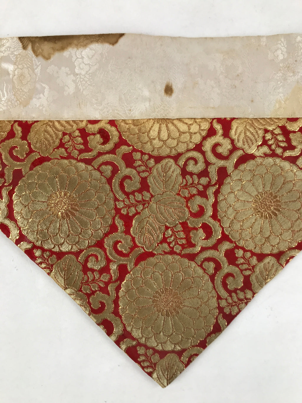 Japanese Buddhist Altar Silk Table Cloth Uchishiki Vtg Chrysanthemum Gold BA257