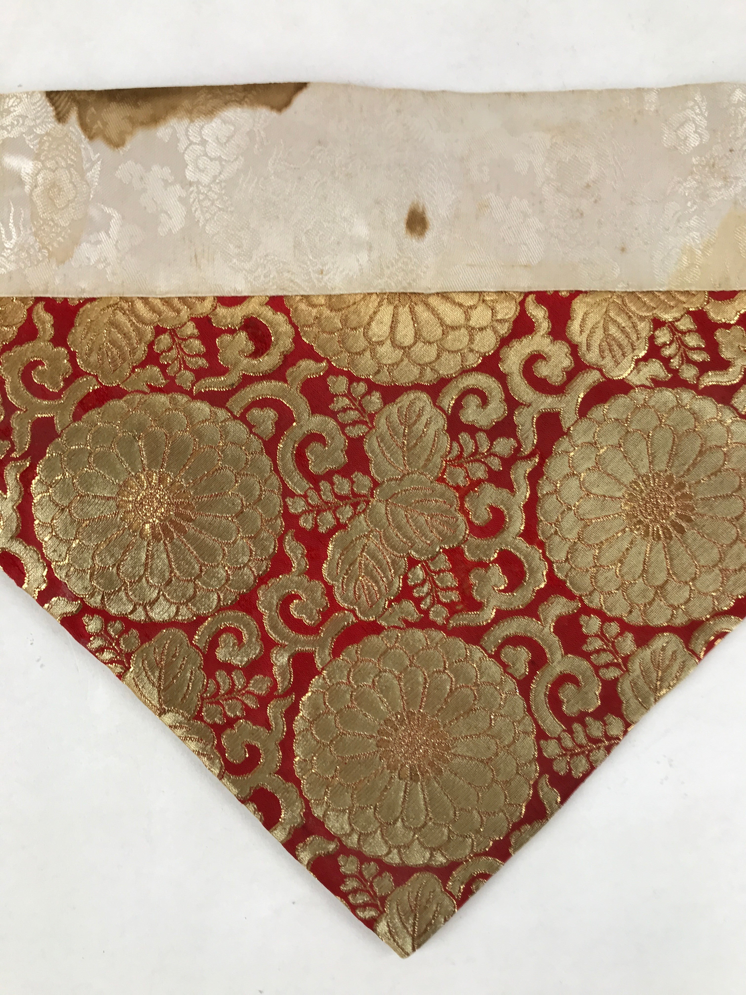 Japanese Buddhist Altar Silk Table Cloth Uchishiki Vtg Chrysanthemum Gold BA257