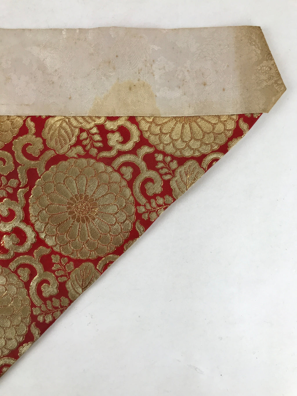 Japanese Buddhist Altar Silk Table Cloth Uchishiki Vtg Chrysanthemum Gold BA257