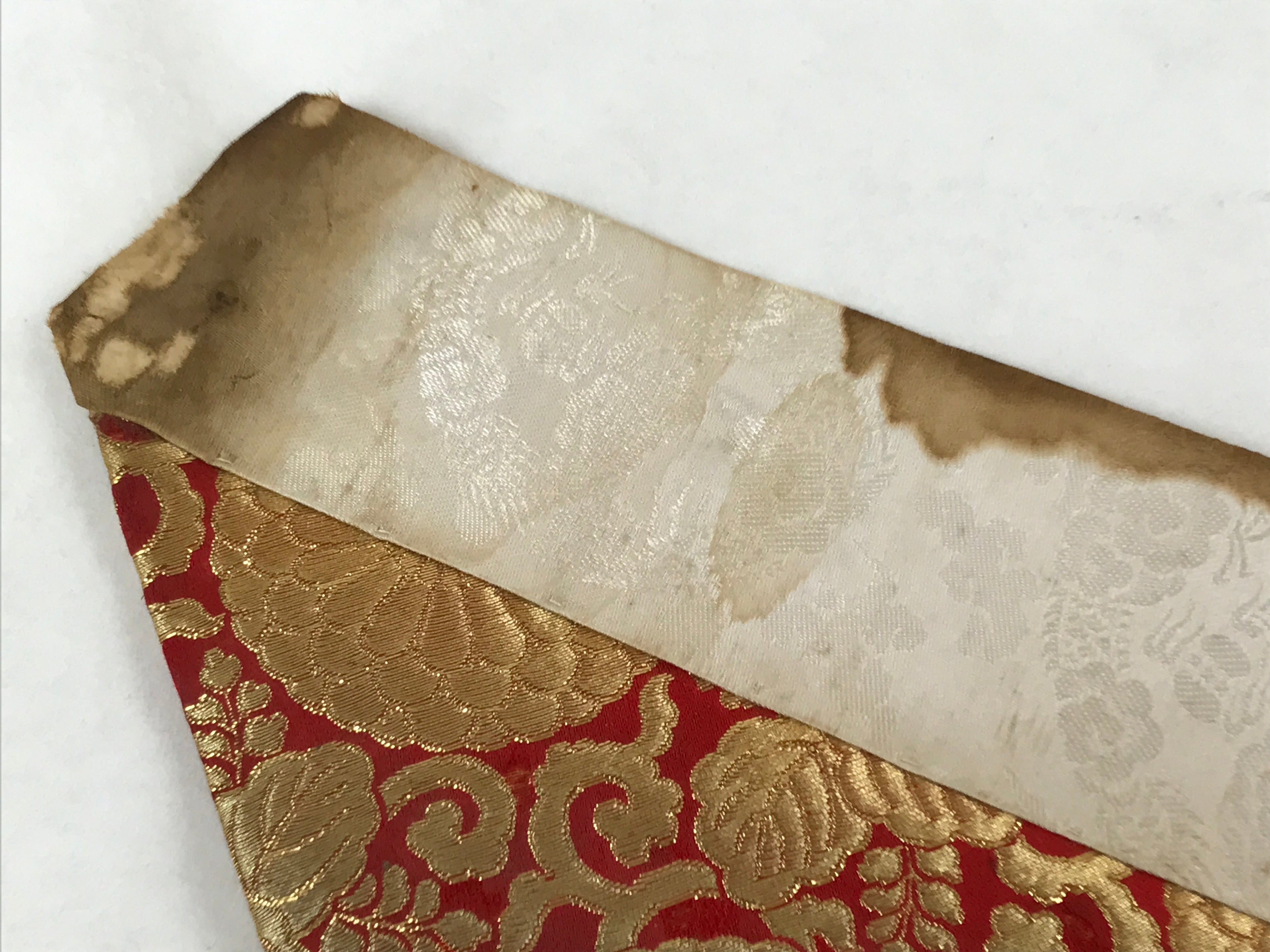 Japanese Buddhist Altar Silk Table Cloth Uchishiki Vtg Chrysanthemum Gold BA257