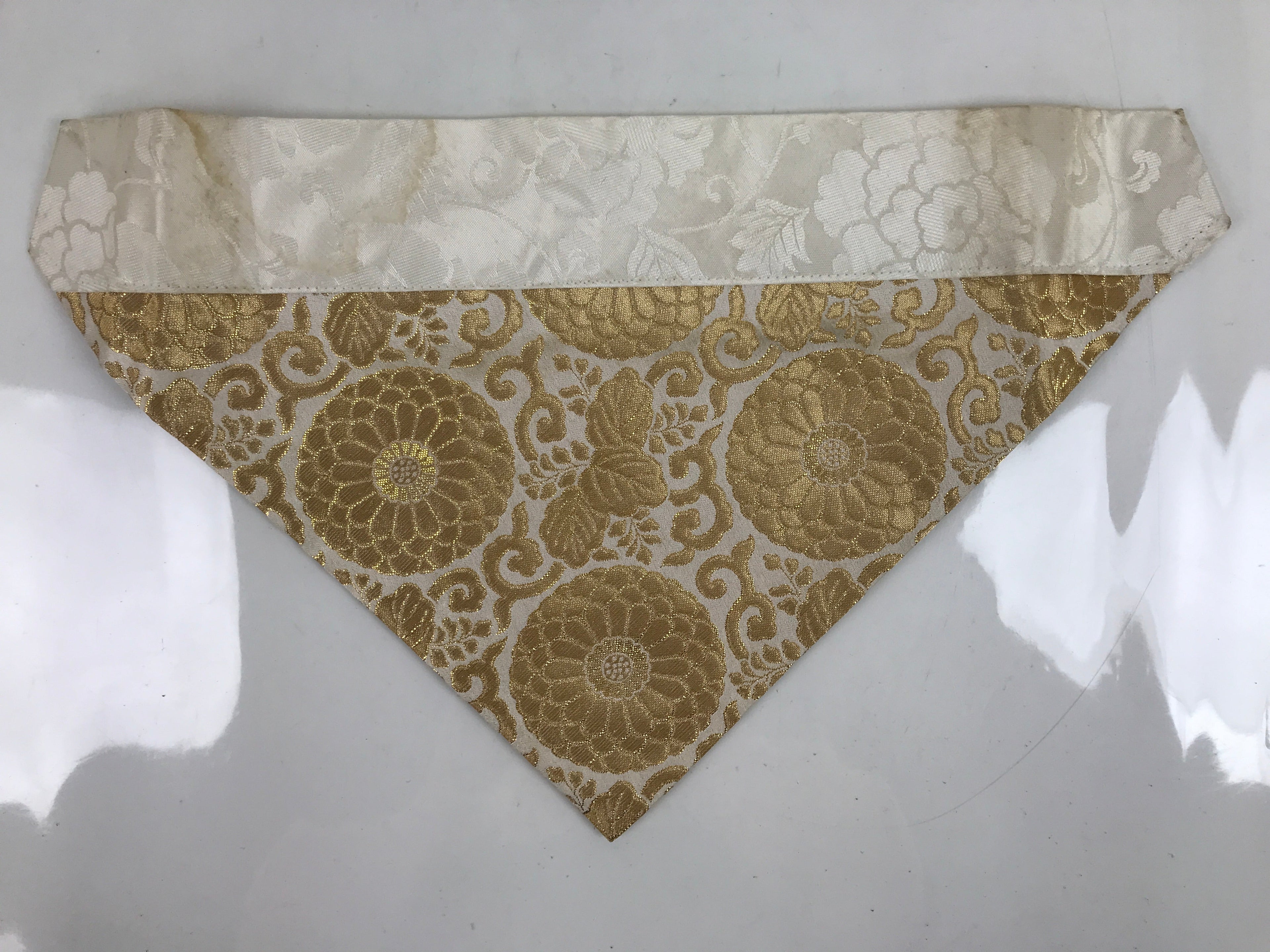 Japanese Buddhist Altar Silk Table Cloth Uchishiki Vtg Chrysanthemum Gold BA314
