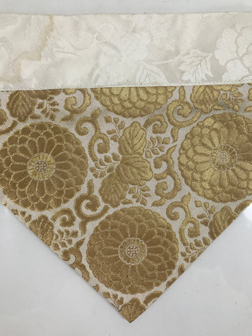 Japanese Buddhist Altar Silk Table Cloth Uchishiki Vtg Chrysanthemum Gold BA314