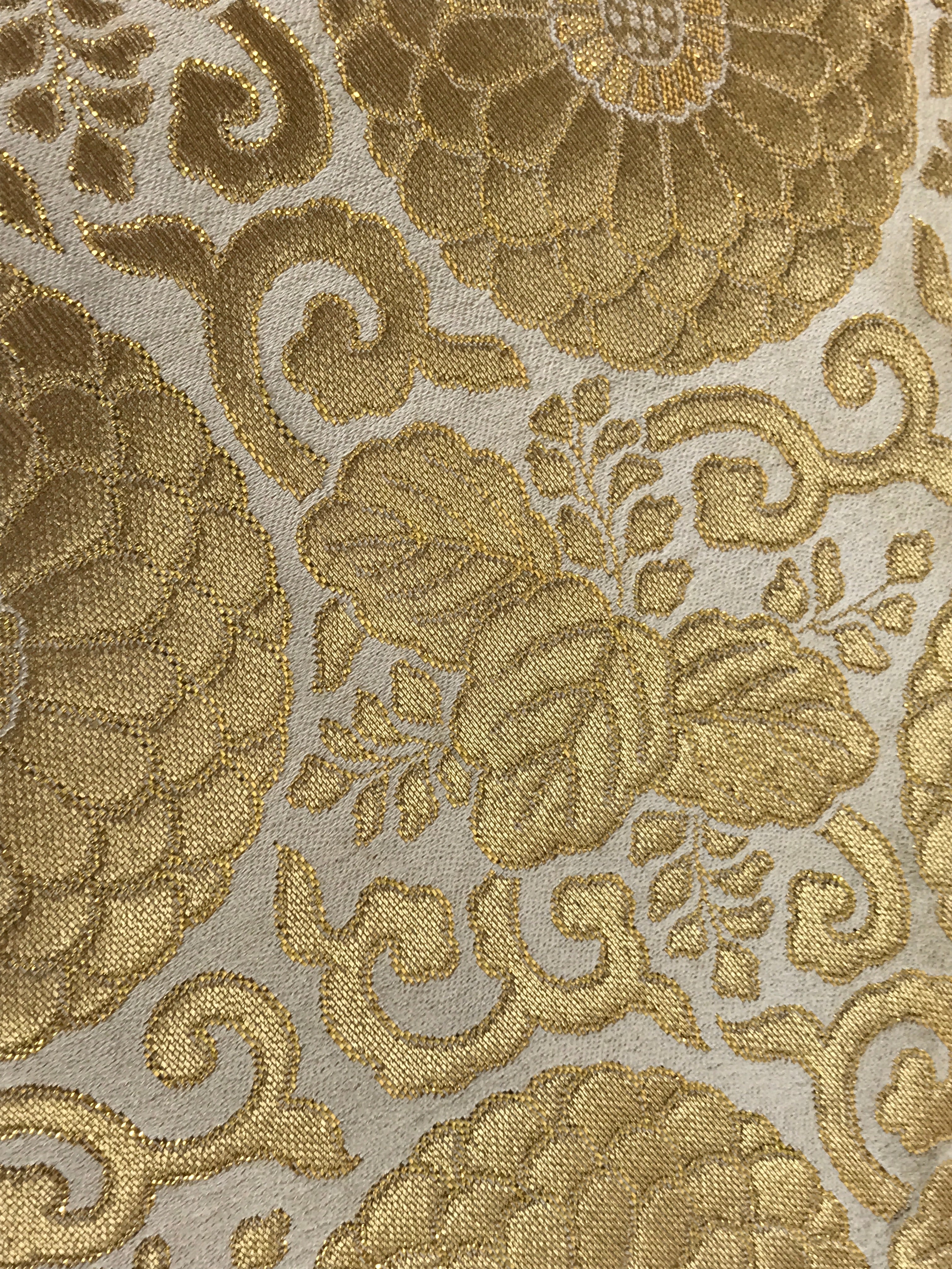 Japanese Buddhist Altar Silk Table Cloth Uchishiki Vtg Chrysanthemum Gold BA314