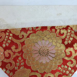 Japanese Buddhist Altar Silk Table Cloth Uchishiki Vtg Chrysanthemum Red BA367