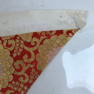 Japanese Buddhist Altar Silk Table Cloth Uchishiki Vtg Chrysanthemum Red BA367