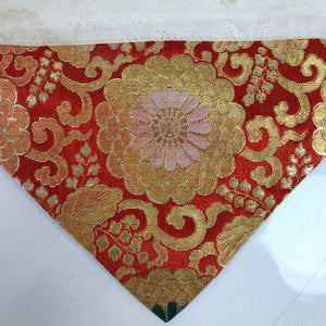 Japanese Buddhist Altar Silk Table Cloth Uchishiki Vtg Chrysanthemum Red BA367