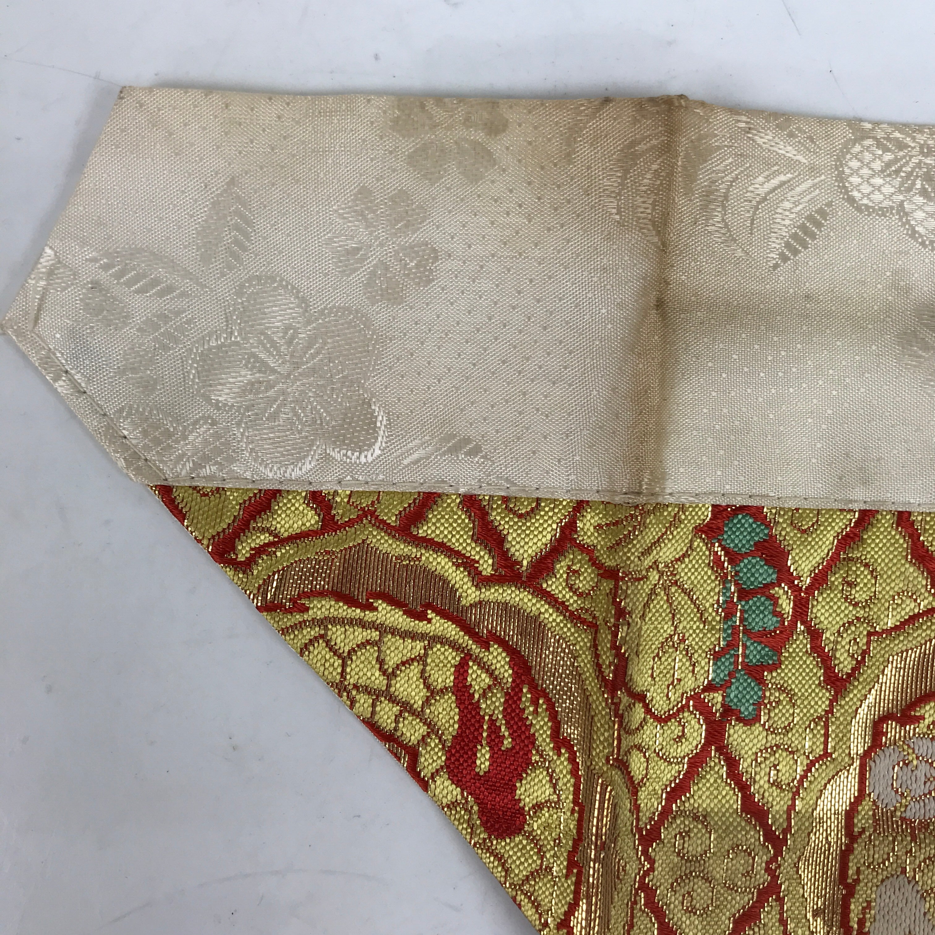 Japanese Buddhist Altar Silk Table Cloth Uchishiki Vtg Dragon Gold Red BA368