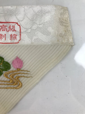 Japanese Buddhist Altar Silk Table Cloth Uchishiki Vtg Embroidered Lotus BA315