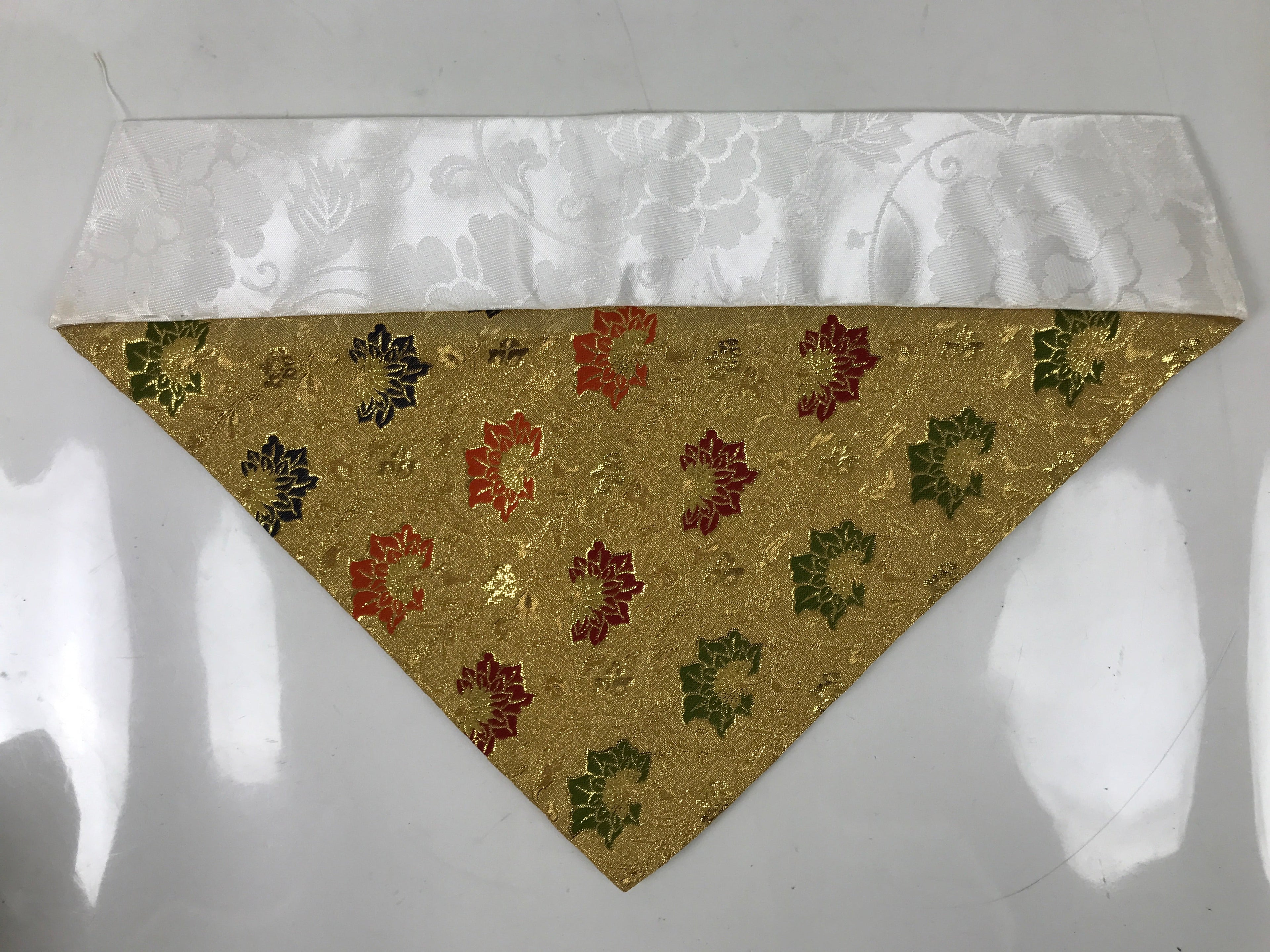 Japanese Buddhist Altar Silk Table Cloth Uchishiki Vtg Gold Red Blue Floral UC20