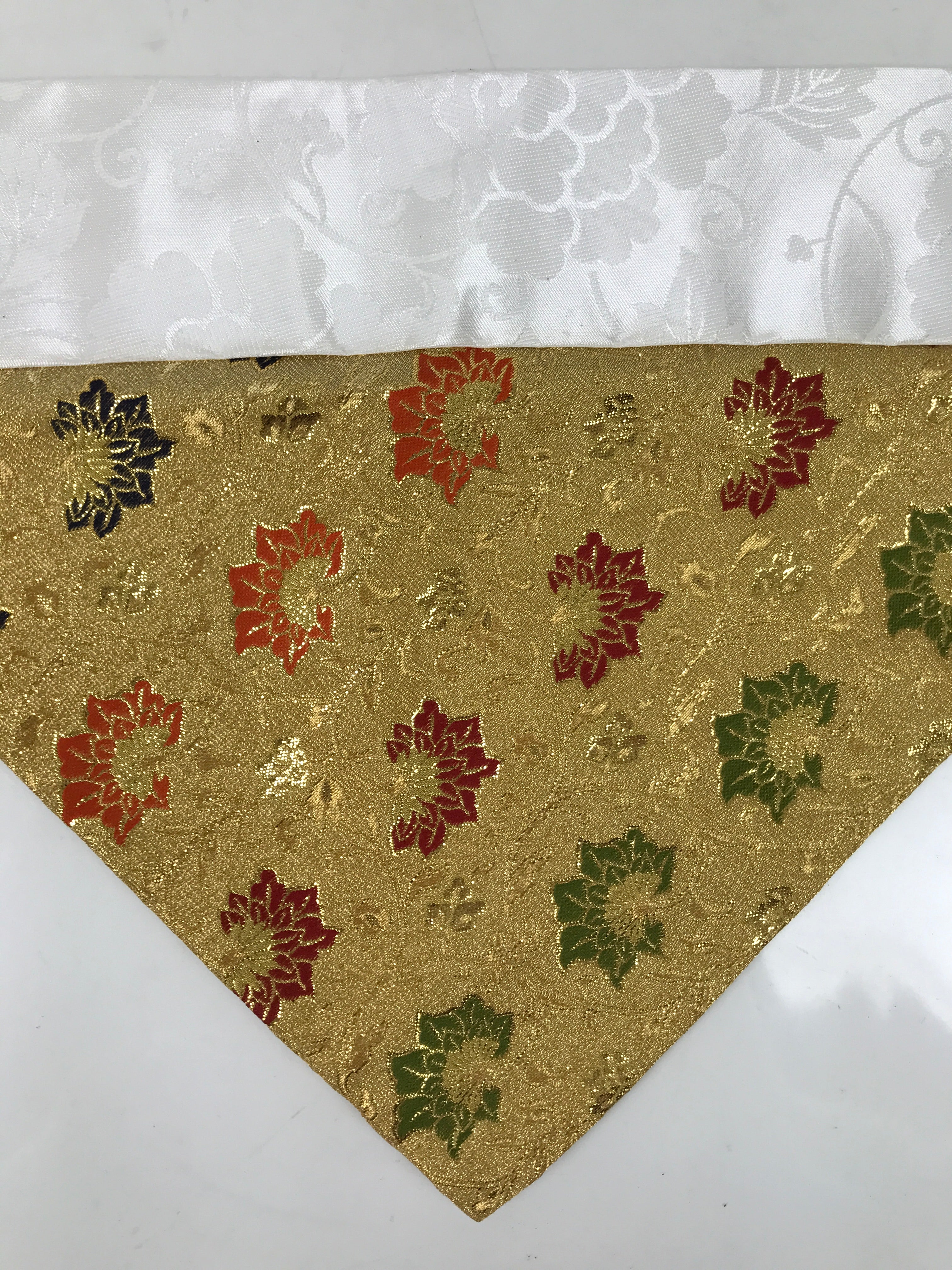 Japanese Buddhist Altar Silk Table Cloth Uchishiki Vtg Gold Red Blue Floral UC20
