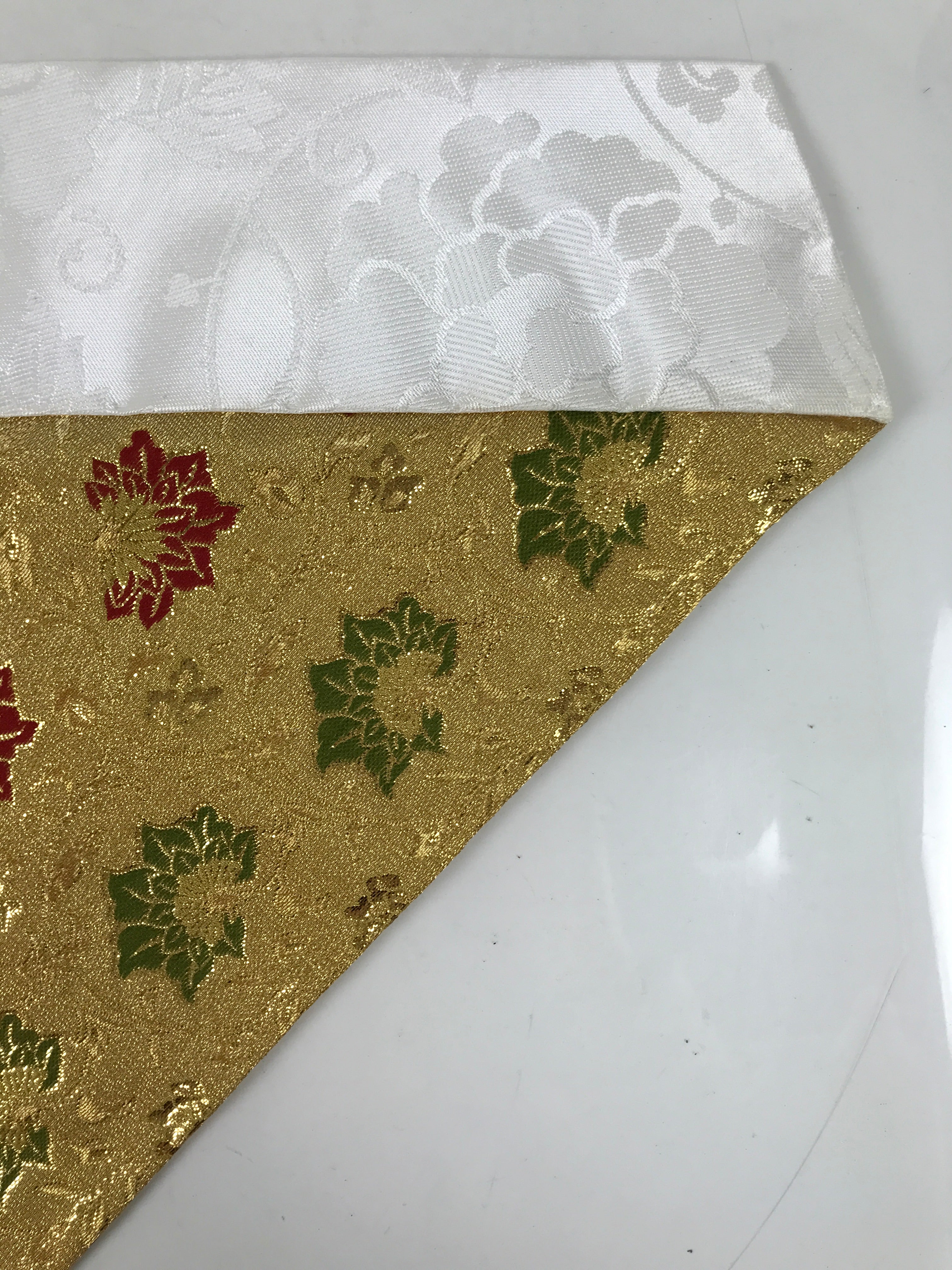 Japanese Buddhist Altar Silk Table Cloth Uchishiki Vtg Gold Red Blue Floral UC20