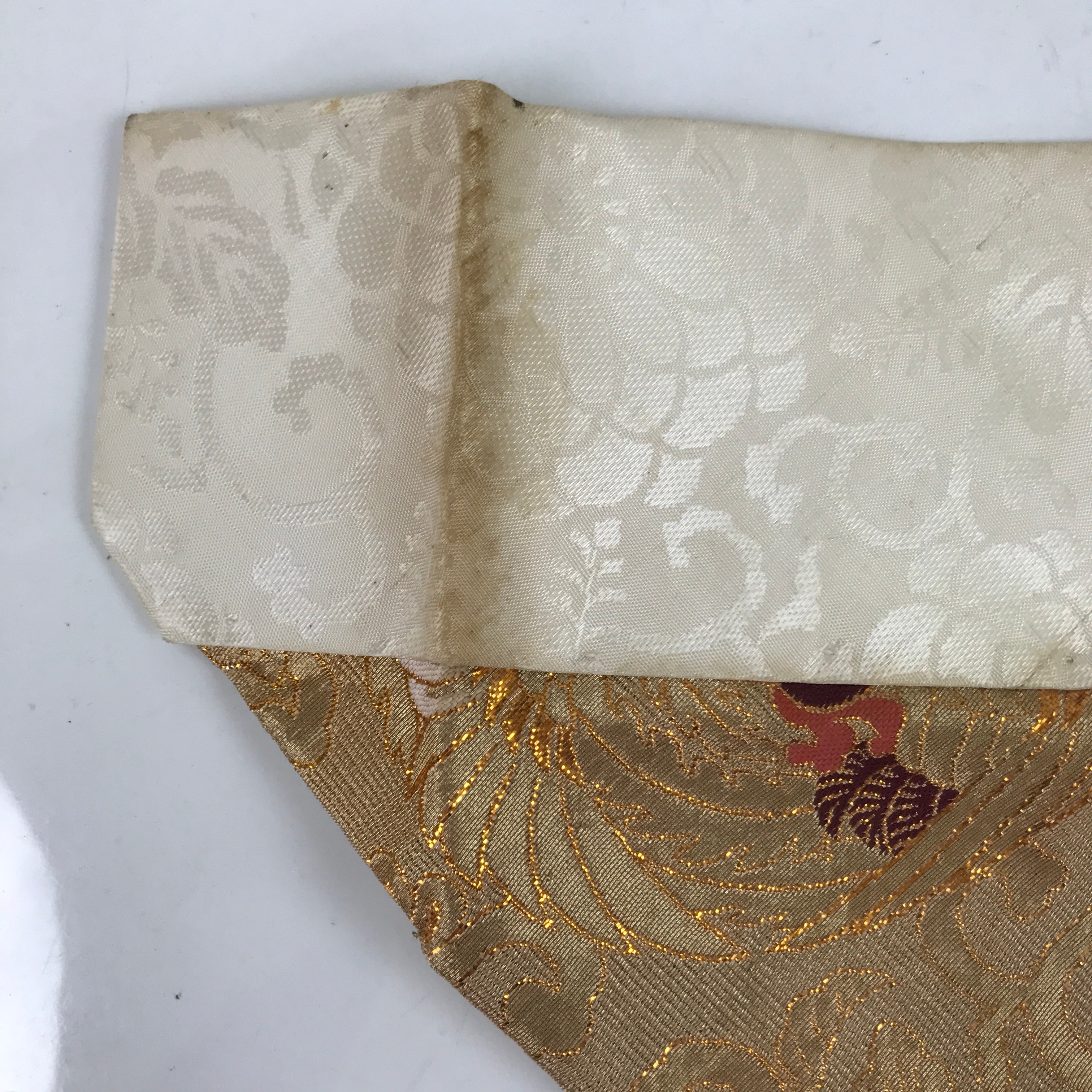 Japanese Buddhist Altar Silk Table Cloth Uchishiki Vtg Ho-Oh Bird Gold Red BA366