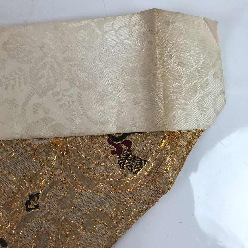 Japanese Buddhist Altar Silk Table Cloth Uchishiki Vtg Ho-Oh Bird Gold Red BA366