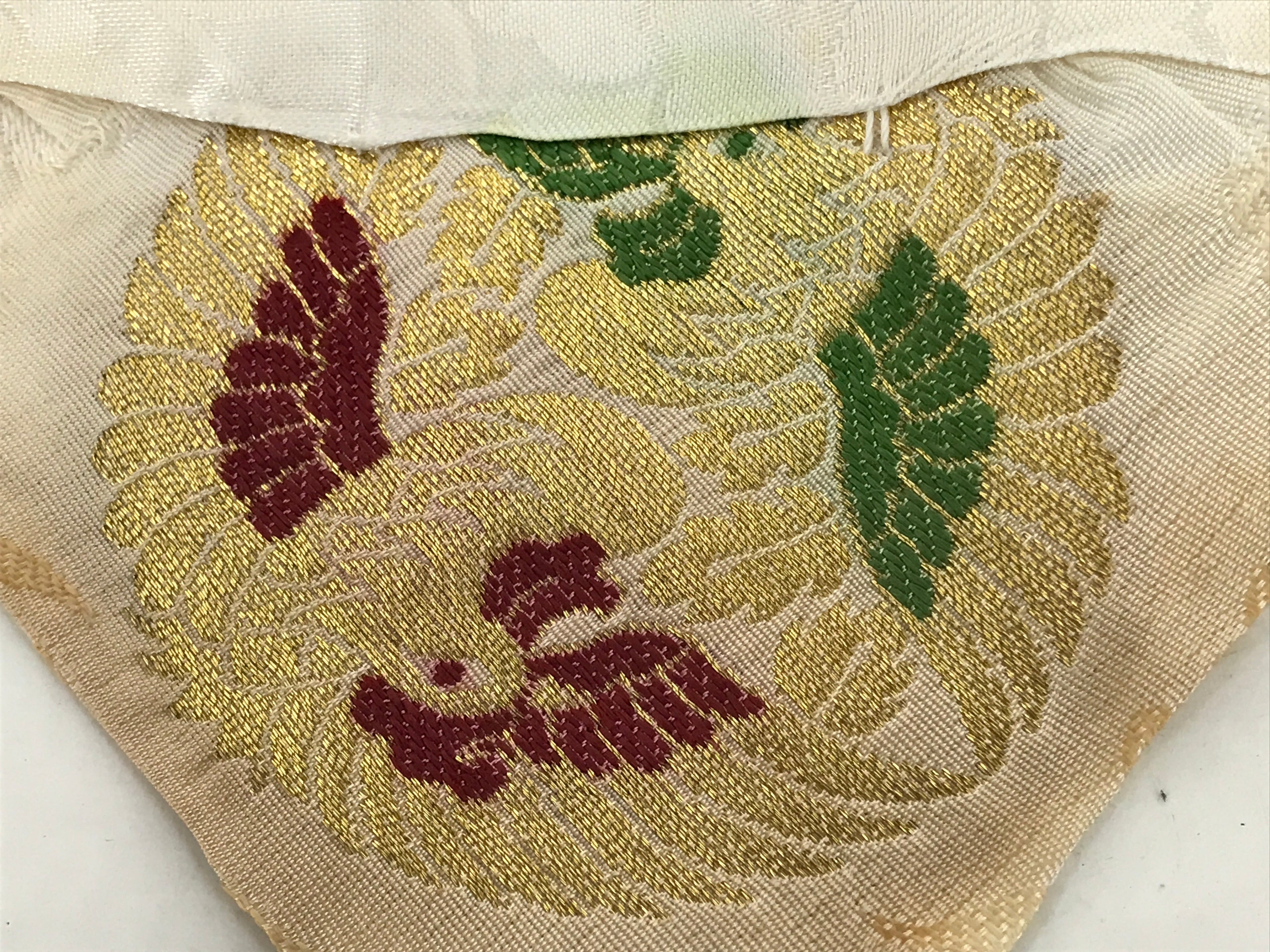 Japanese Buddhist Altar Silk Table Cloth Uchishiki Vtg Ho-Oh Bird Gold Red UC15