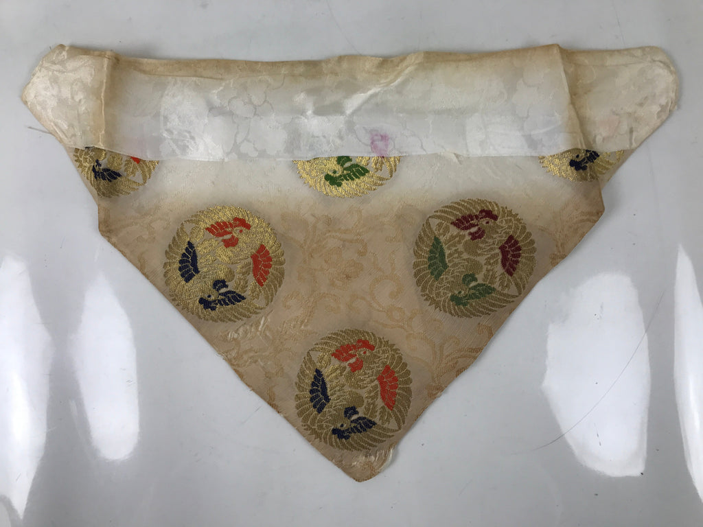 Japanese Buddhist Altar Silk Table Cloth Uchishiki Vtg Ho-Oh Bird Gold Red UC17