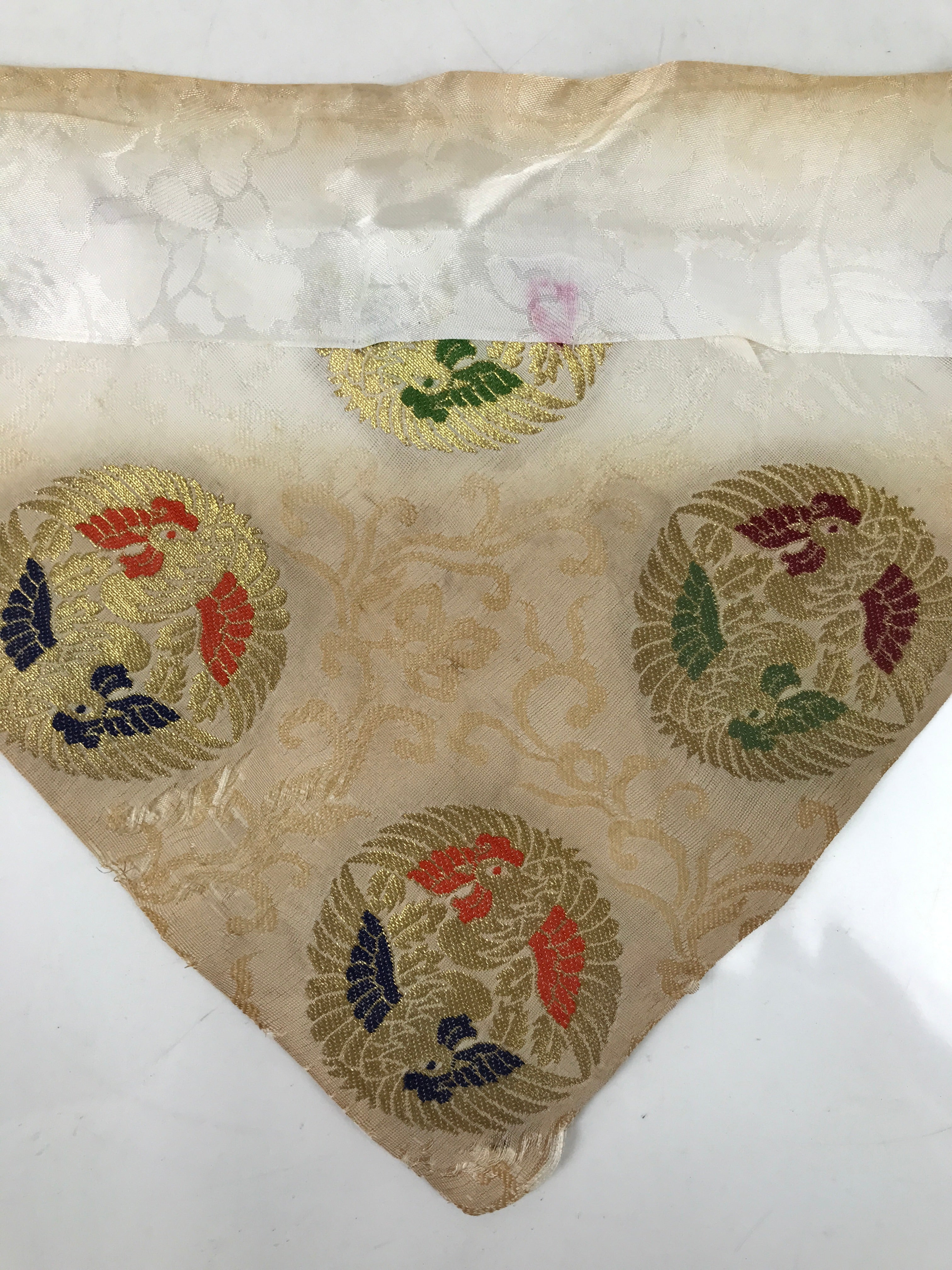 Japanese Buddhist Altar Silk Table Cloth Uchishiki Vtg Ho-Oh Bird Gold Red UC17