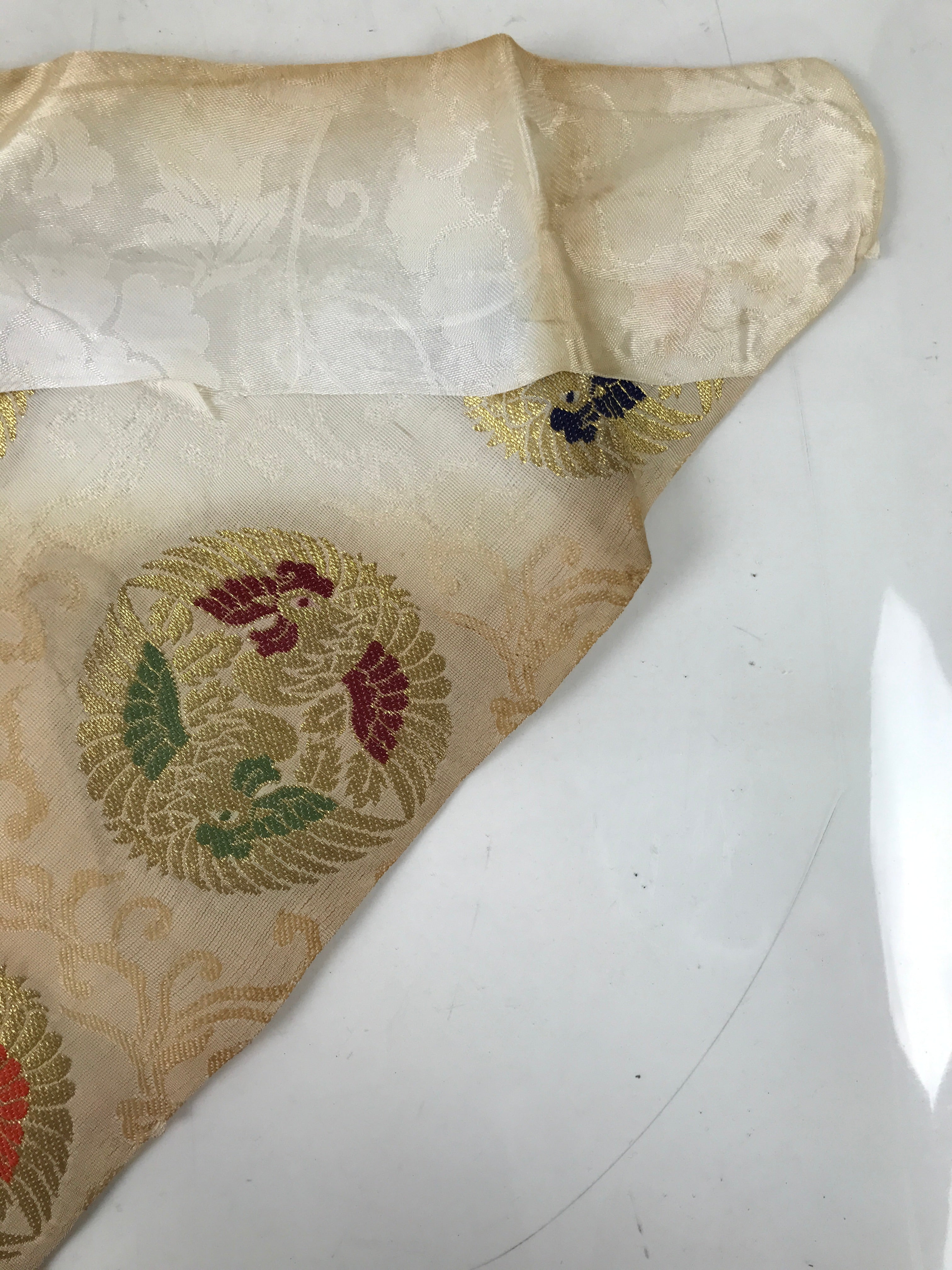 Japanese Buddhist Altar Silk Table Cloth Uchishiki Vtg Ho-Oh Bird Gold Red UC17