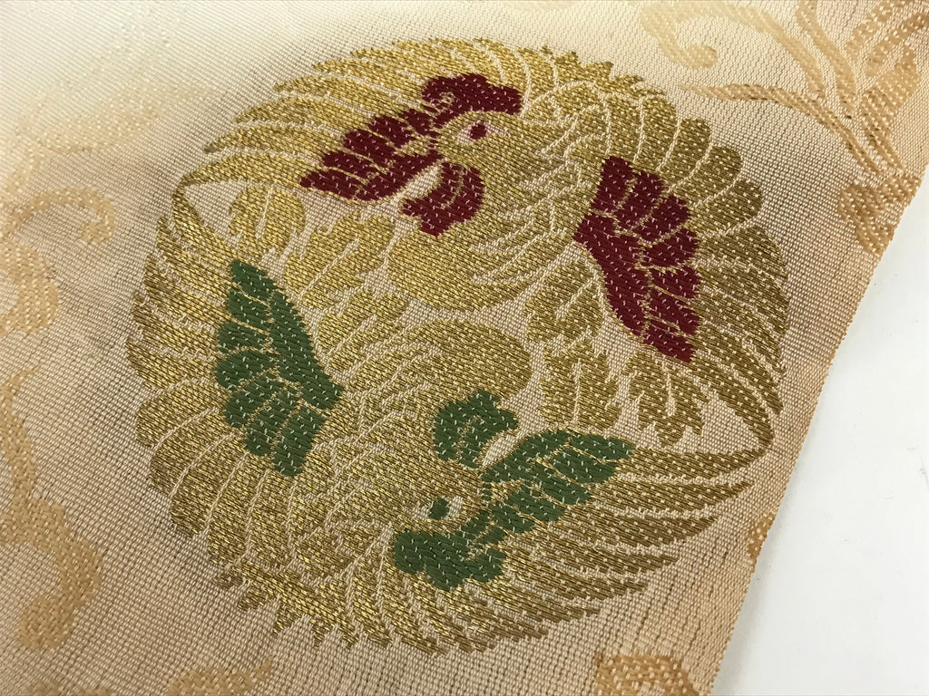 Japanese Buddhist Altar Silk Table Cloth Uchishiki Vtg Ho-Oh Bird Gold Red UC17