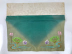 Japanese Buddhist Altar Silk Table Cloth Uchishiki Vtg Lotus Pond Blue Pink UC23