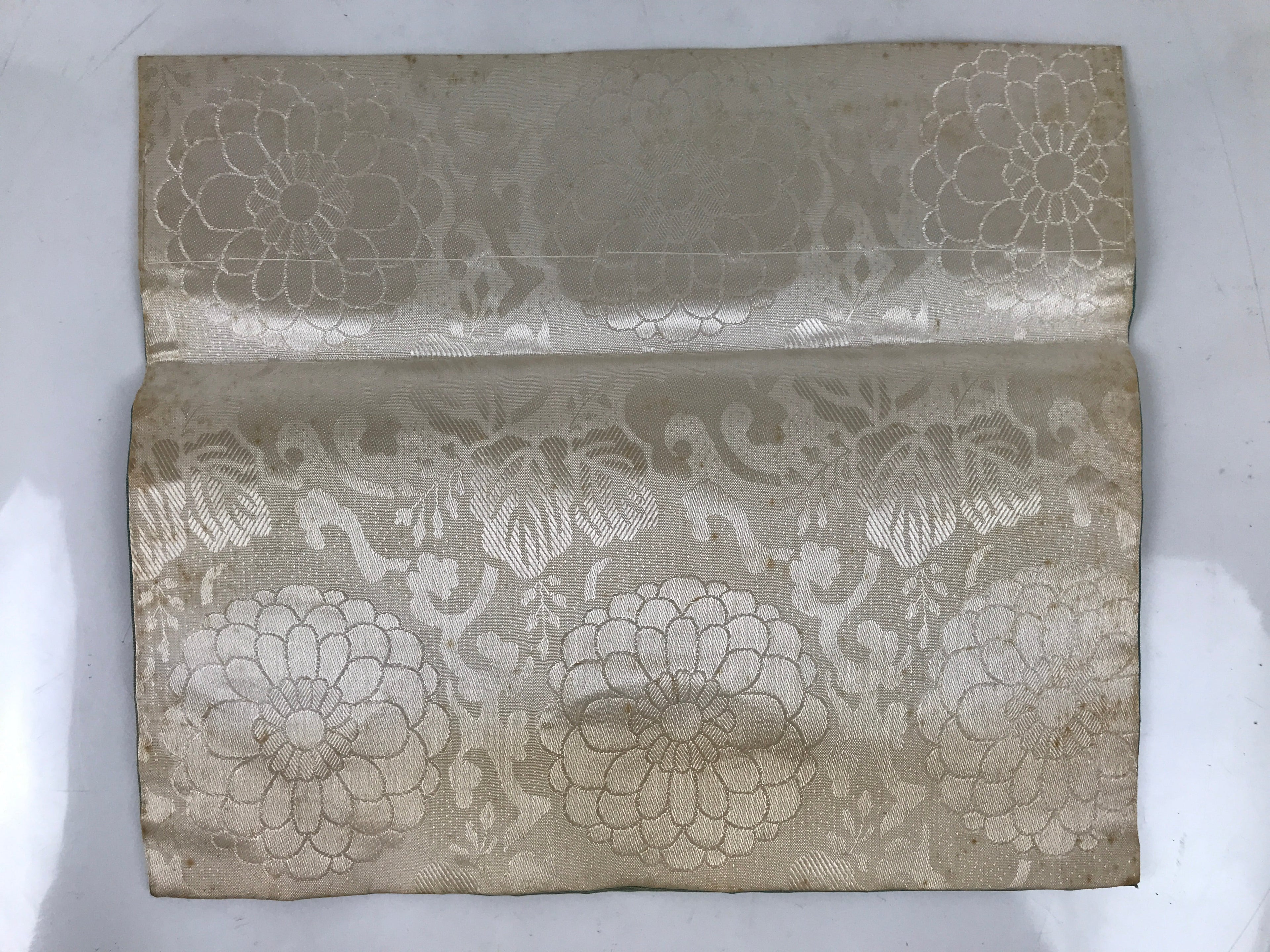 Japanese Buddhist Altar Silk Table Cloth Uchishiki Vtg Lotus Pond Blue Pink UC23
