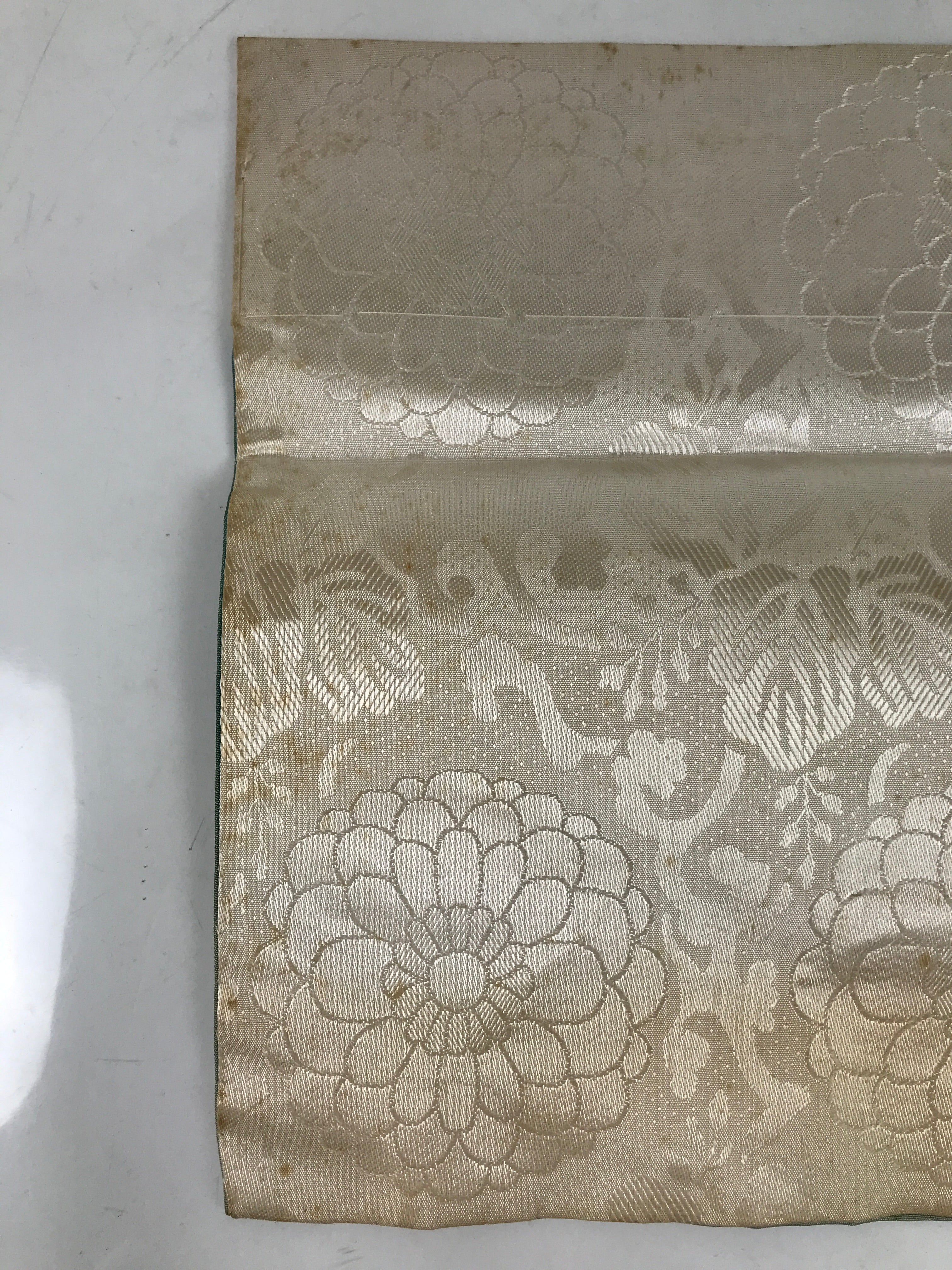 Japanese Buddhist Altar Silk Table Cloth Uchishiki Vtg Lotus Pond Blue Pink UC23