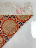 Japanese Buddhist Altar Silk Table Cloth Uchishiki Vtg Orange Gold Flower UC1
