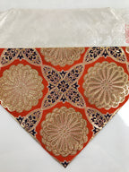 Japanese Buddhist Altar Silk Table Cloth Uchishiki Vtg Orange Gold Flower UC1