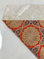 Japanese Buddhist Altar Silk Table Cloth Uchishiki Vtg Orange Gold Flower UC1