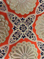 Japanese Buddhist Altar Silk Table Cloth Uchishiki Vtg Orange Gold Flower UC1