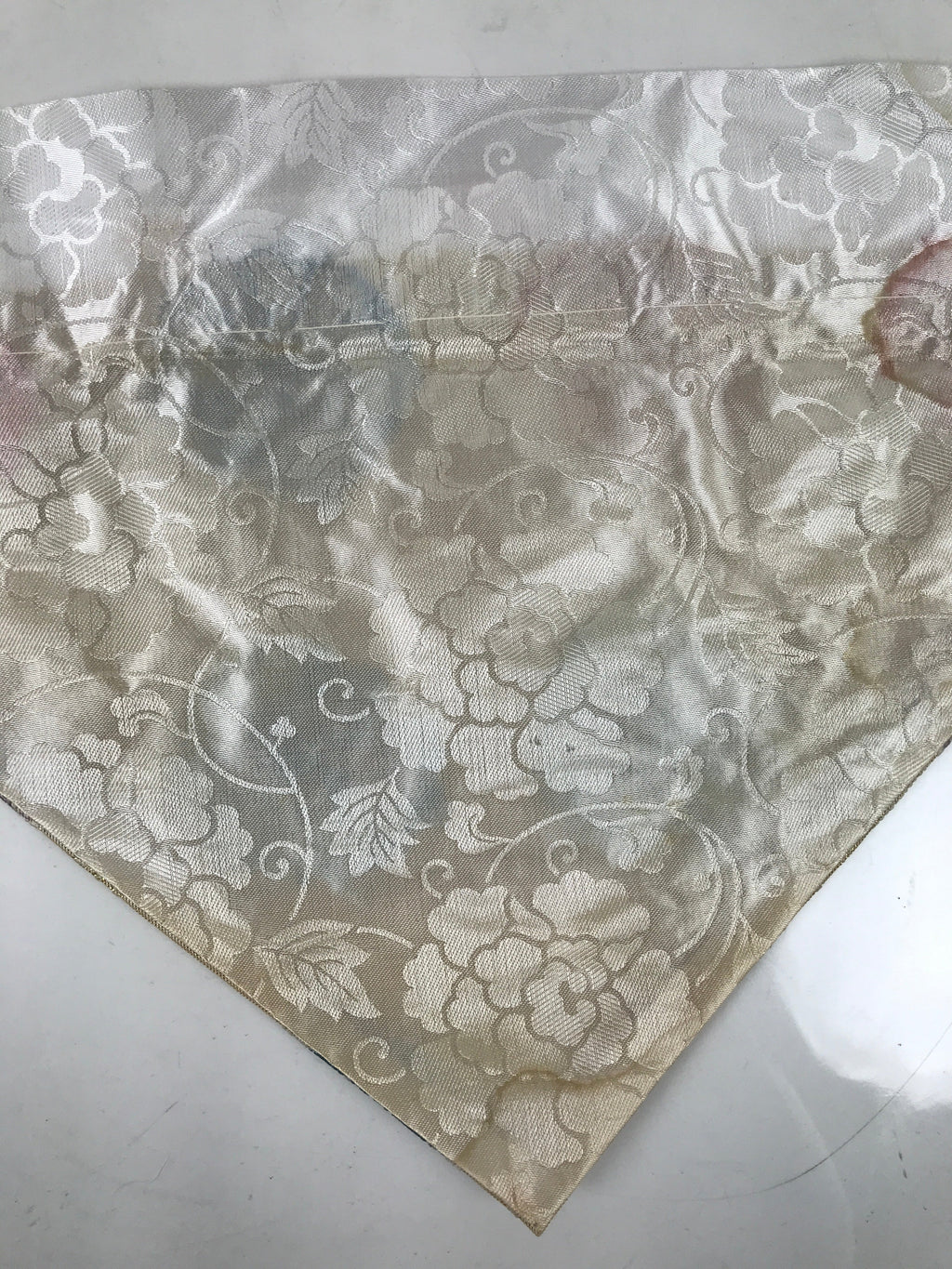 Japanese Buddhist Altar Silk Table Cloth Uchishiki Vtg Pastel Floral Beige UC17