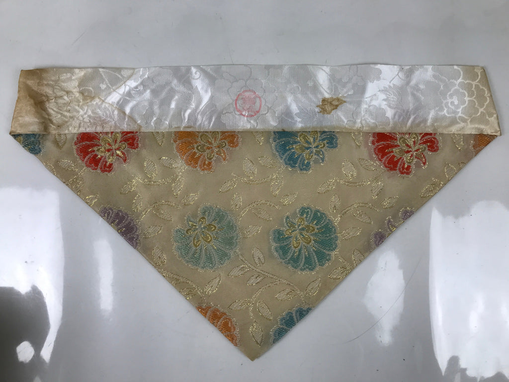 Japanese Buddhist Altar Silk Table Cloth Uchishiki Vtg Pastel Floral Beige UC17