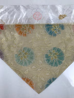 Japanese Buddhist Altar Silk Table Cloth Uchishiki Vtg Pastel Floral Beige UC17