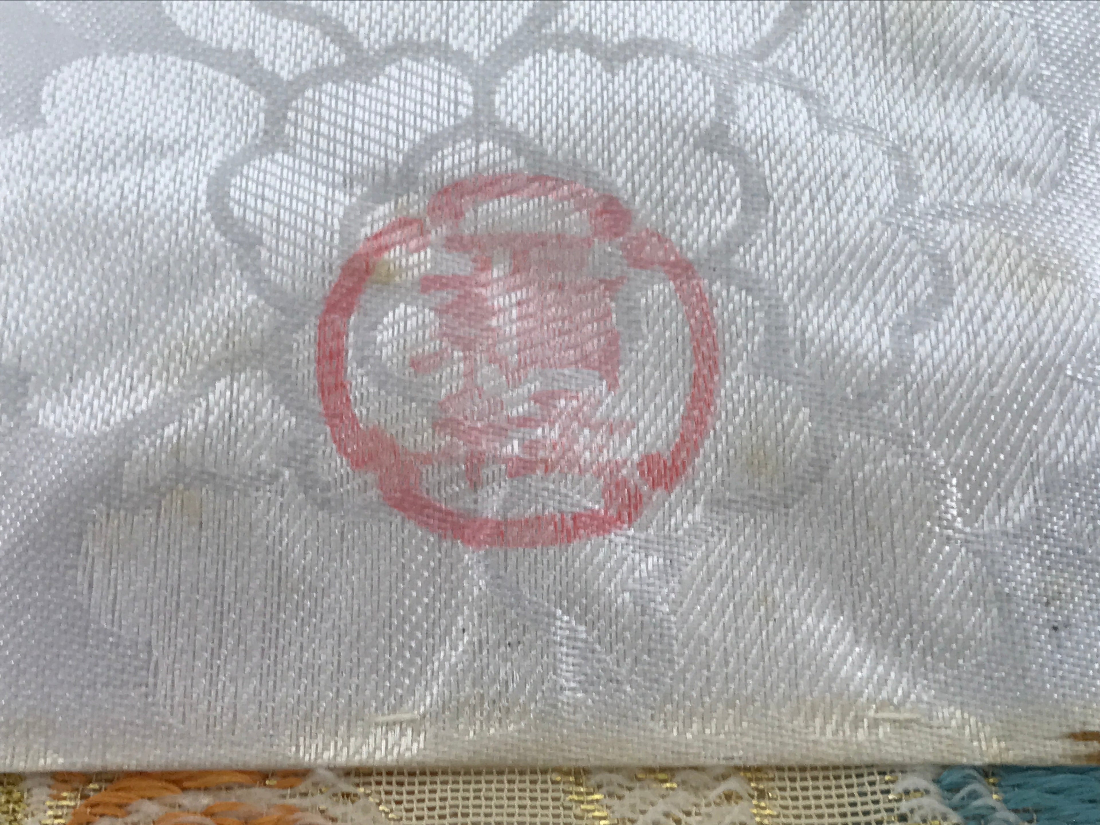 Japanese Buddhist Altar Silk Table Cloth Uchishiki Vtg Pastel Floral Beige UC17