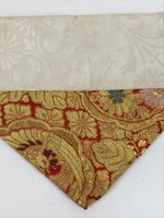 Japanese Buddhist Altar Silk Table Cloth Uchishiki Vtg Red Gold Flower Leaf UC10