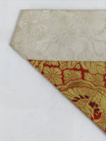 Japanese Buddhist Altar Silk Table Cloth Uchishiki Vtg Red Gold Flower Leaf UC10