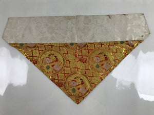 Japanese Buddhist Altar Silk Table Cloth Uchishiki Vtg Red Gold Flower Leaf UC9