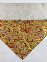 Japanese Buddhist Altar Silk Table Cloth Uchishiki Vtg Red Gold Flower Leaf UC9