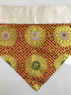 Japanese Buddhist Altar Silk Table Cloth Uchishiki Vtg Red Gold Flower UC3