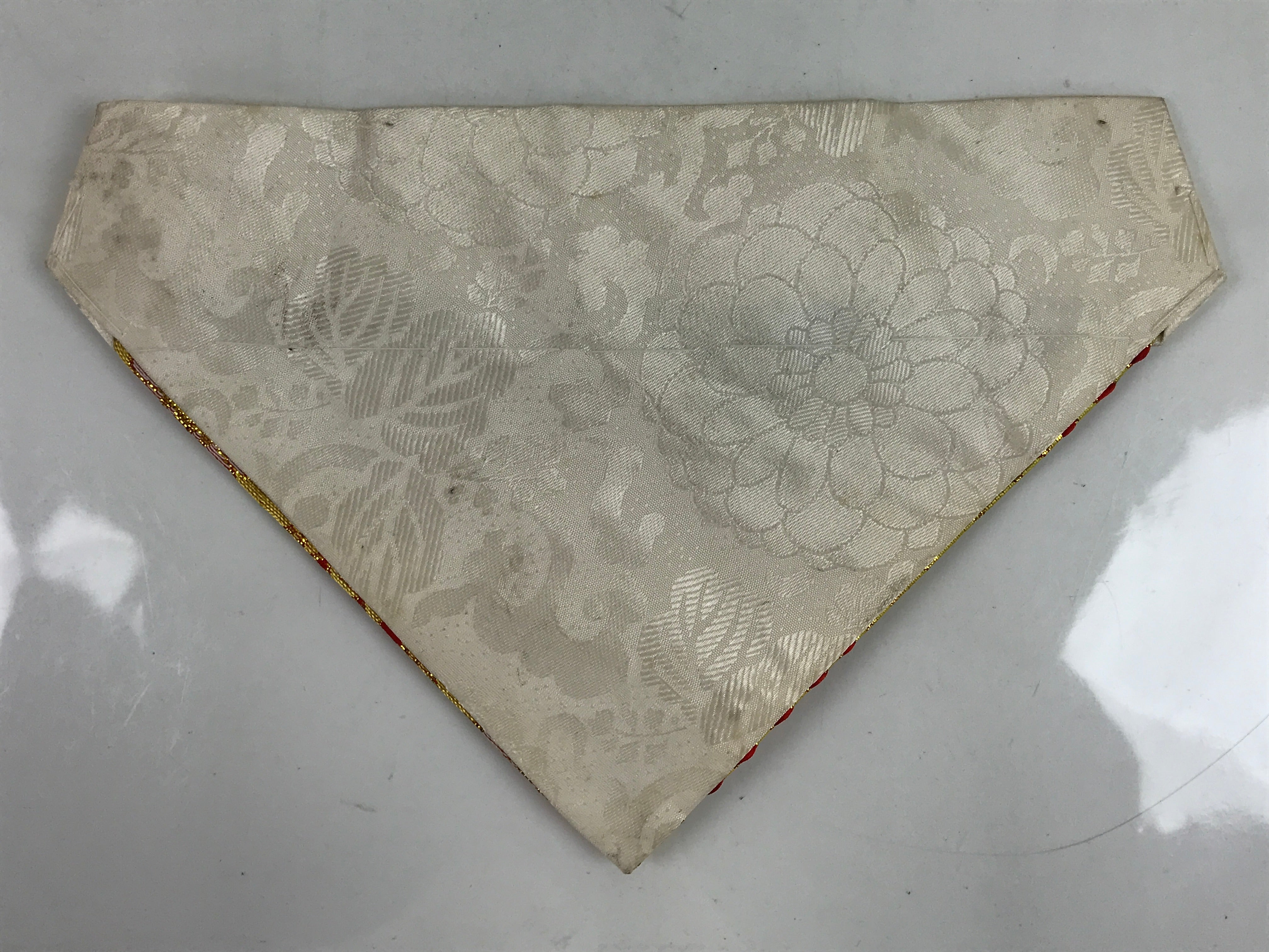 Japanese Buddhist Altar Silk Table Cloth Uchishiki Vtg Red Gold Flower UC4