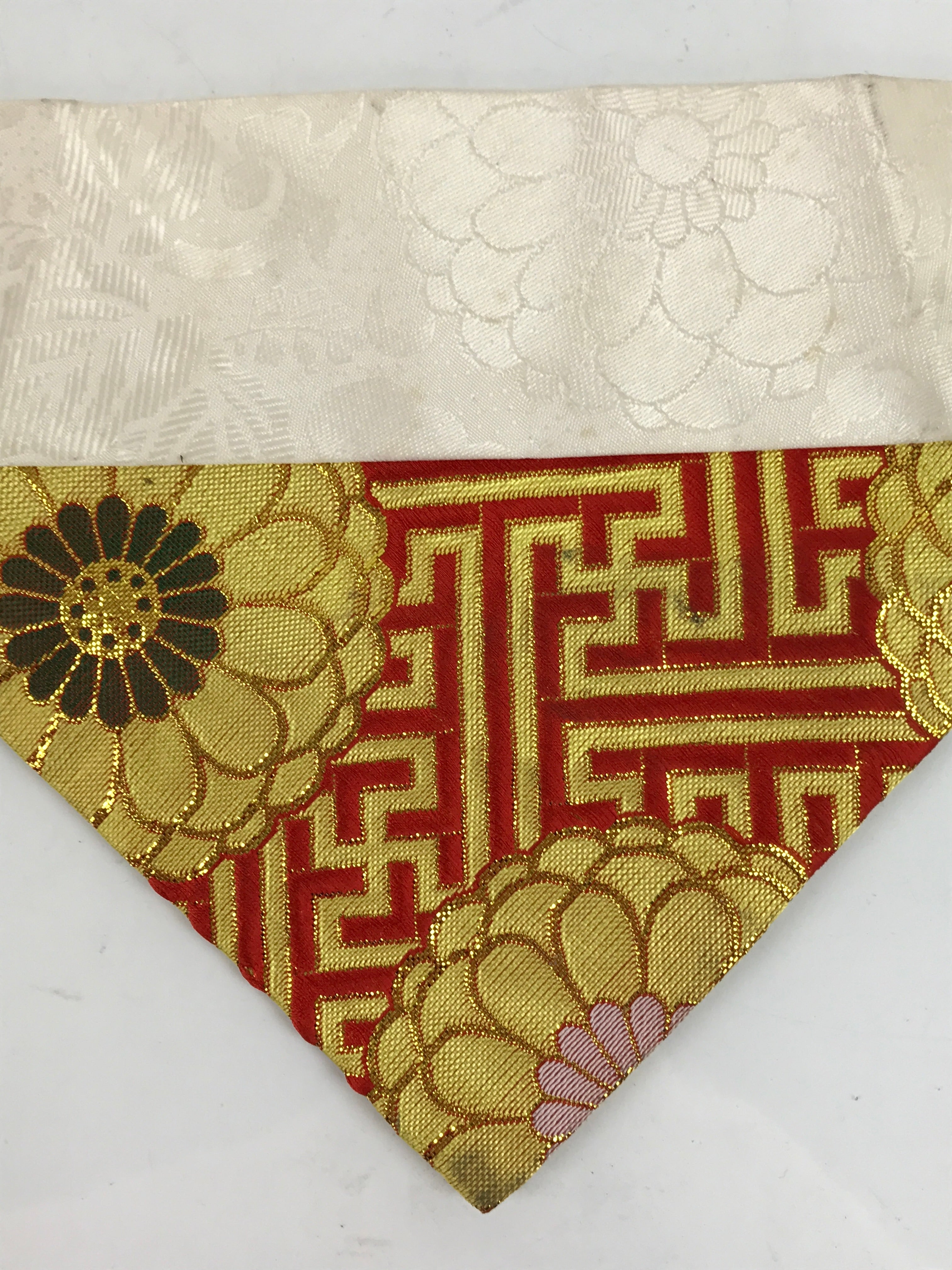 Japanese Buddhist Altar Silk Table Cloth Uchishiki Vtg Red Gold Flower UC4