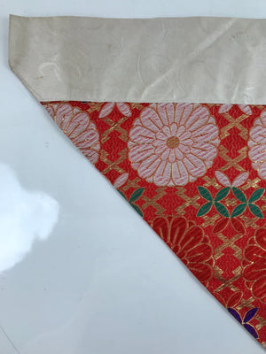 Japanese Buddhist Altar Silk Table Cloth Uchishiki Vtg Red Gold Flower UC7