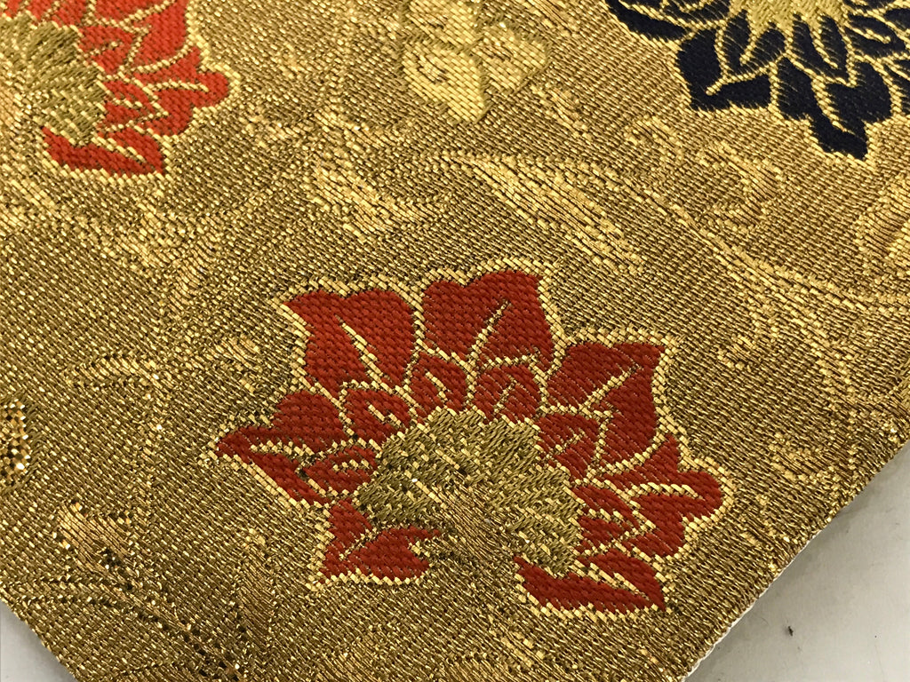 Japanese Buddhist Altar Silk Table Cloth Uchishiki Vtg Small Gold Floral UC19