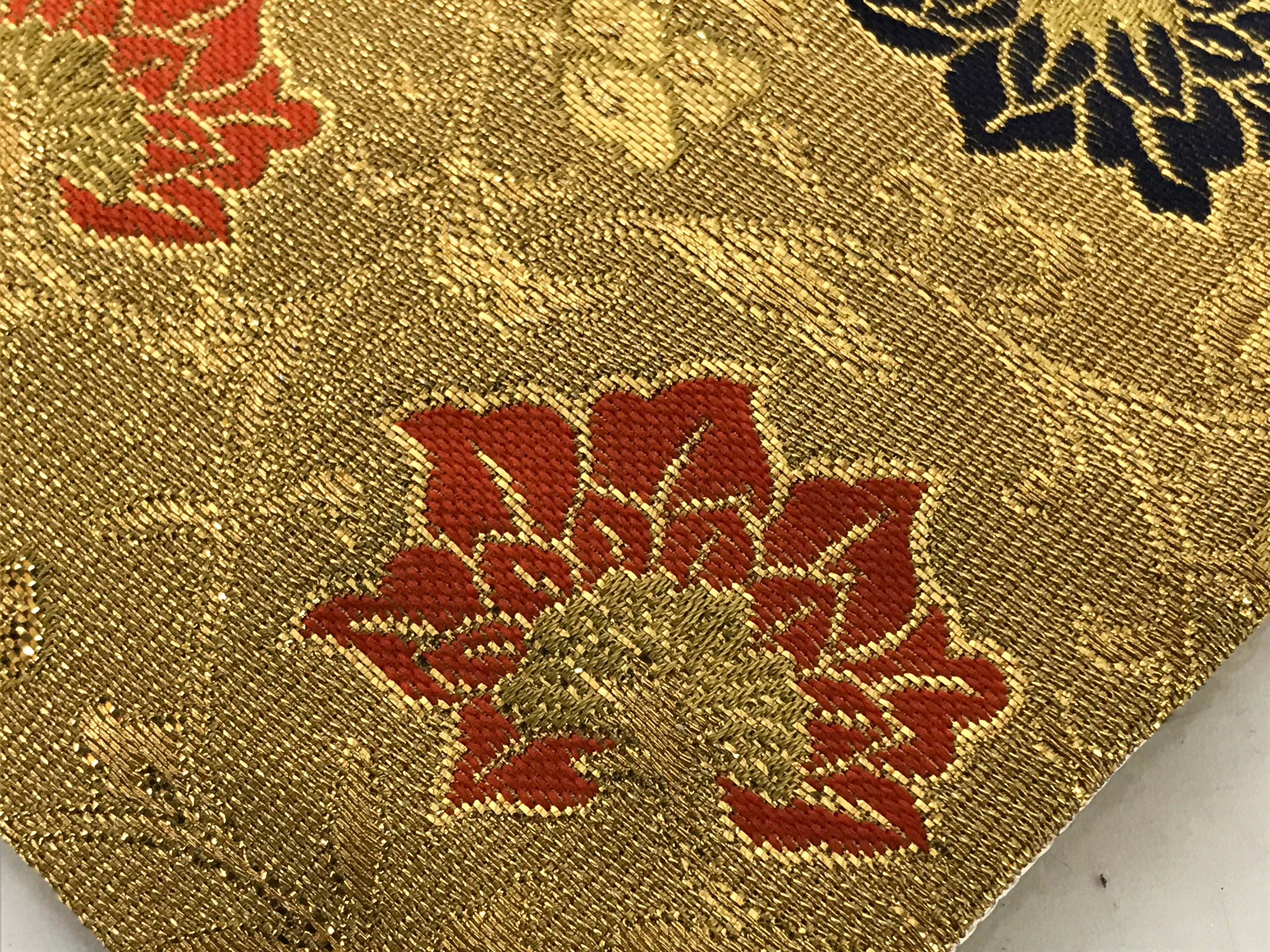 Japanese Buddhist Altar Silk Table Cloth Uchishiki Vtg Small Gold Floral UC19